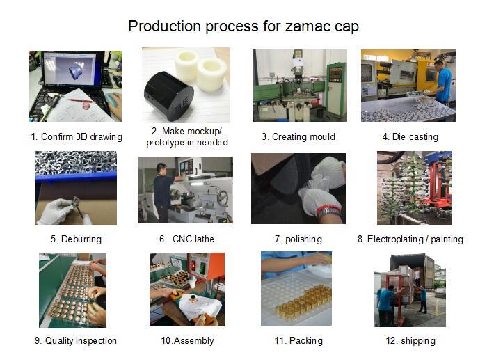 Production process for zamac perfume cap